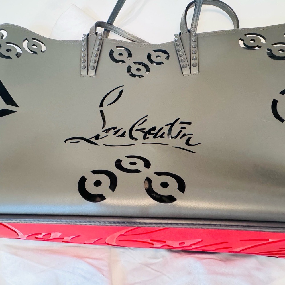 Authentic Christian Louboutin Gray Tote Bag with Pouch- NWT